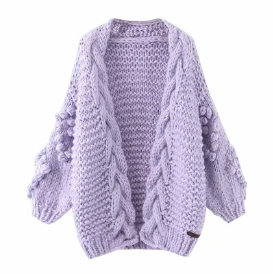 

Toponeto Women Casual Puff Sleeve Knit Cardigan Sweater Outerwear Loose Splice Coat