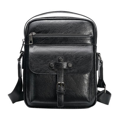 

Retro Solid Color Handbags Men Leather Shoulder Packs Casual Crossbody Bags