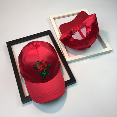

Unisex Men Women Rose Embroidery Adjustable Baseball Cap Hip Hop Hat Cool boy
