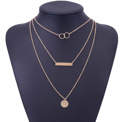 

Bohemian Gold Color Chain Circle Long Bar Pendant Necklace Multilayer Choker Necklace for Women Collier Femme Fashion Jewelry