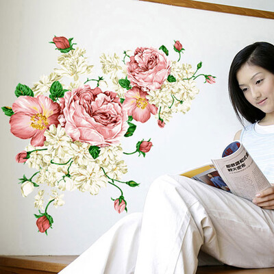 

〖Follure〗Peony Rose Flowers Wall Sticker Art Nursery Decals Kids Room Home Decor Gift