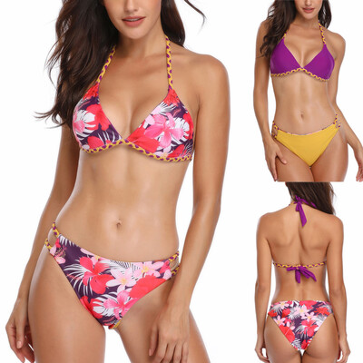 

Roseonmyhand Women Siamese Bikini Set Push-Up StripeSwimwear Beachwear Swimsuit