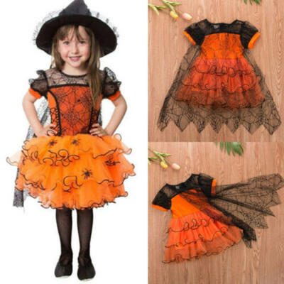

Girls Halloween Witch Costume Toddler Fancy Dress Outfit Childrens Party Witches
