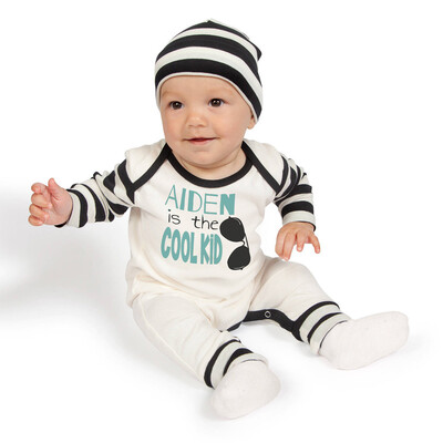 

Cute Newborn Infant Baby Boys Letter Splice Romper Cap Jumpsuit Outfits Set