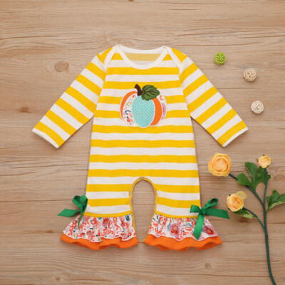 

Cute Newborn Baby Girl Boy Halloween Clothes Pumpkin Romper Jumpsuit Outfits Set