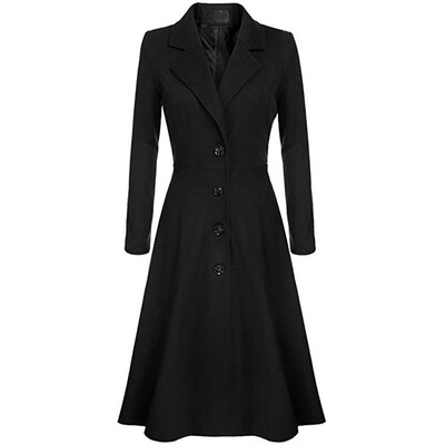 

Ladies Loose Lapel Collar Long Sleeve Jacket Tops Button Down Formal Work Coat
