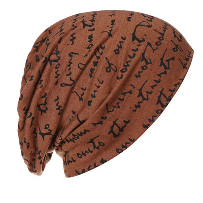 

Womens Letter Print Cotton Stretchy Beanie Hat Turban Head Wrap Chemo Street Cap