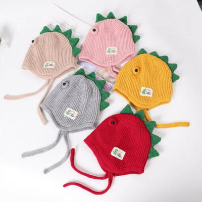 

Baby Kids Hat Winter Warm Dinosaur Beanie Hat Earflap Knitted Boy Girl 2-8Years
