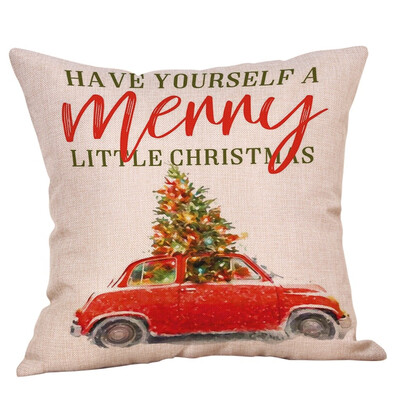 

Siaonvr Merry Christmas Pillow Cases Cotton Linen Sofa Cushion Cover Home Decor