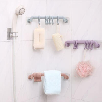 

Bathroom Suction Cup Hanger With 6 Pcs Hooks Mutifunction Vacuum Rack Kitchen Wall Sucking Hanger