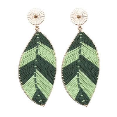 

Bohemia Womens Woven Leaf Long Dangle Drop Stud Earrings Party Jewelry Gift