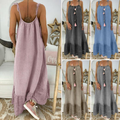 

Women Summer Boho Long Maxi Dress Evening Cocktail Party Beach Dresses Sundress