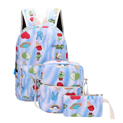 

3pcsSet Cute Women Men Food Printed Canvas Backpacks Shoulder Bags Clutch