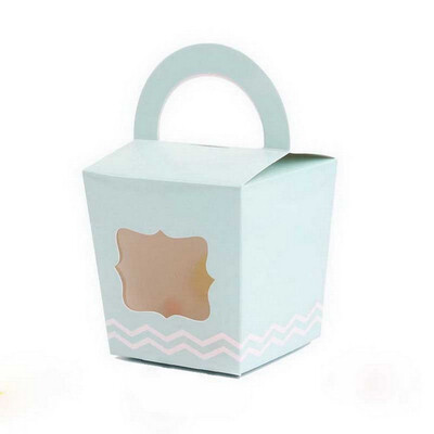 

FUNNYBUNNY 24pcs Single Cupcake Boxes Individual Containers With Handle&PVC Window Disposable Kraft Paper Cupcake Holders