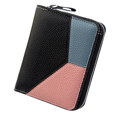

2018 New Style Fashion Hot Womens PU Leather Small Mini Wallets Patchwork Holder Zipper Purse Clutch