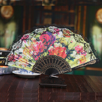 

Siaonvr Chinese Style Lace Hand Held Folding Fan Dance Party Wedding Decor