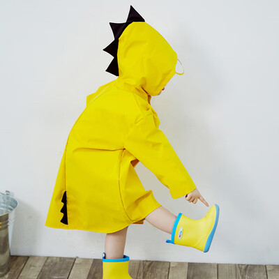 

Many beautiful memories baby children raincoat girls boys kindergarten students children children polyester cloth poncho cartoon dinosaur yellow  code