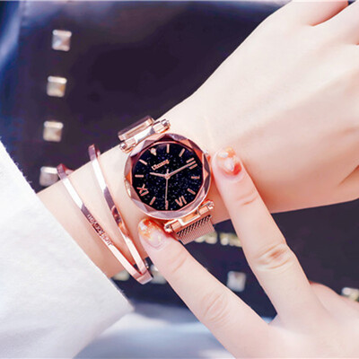 

Fashion Casual Rose Gold Watch Women Luxury Starry Sky Magnetic Lady Clock Waterproof Roman Numeral Female Wristwatches ulzzang