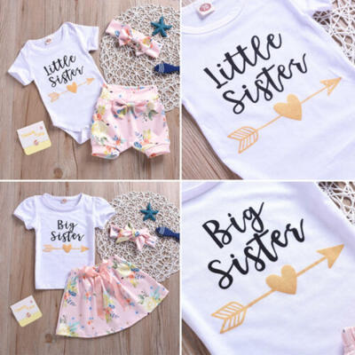 

US Sister Matching Baby Girl Romper Pants T-shirt Skirt Dress Outfit Set Clothes