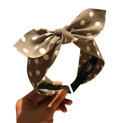 

Kawaii Ladies Vintage Wide Hair Hairband Cute Party Headwear Womens Polka Dot Bowtie Headband