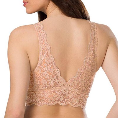 

Toponeto Fashion New Sexy Women Bra Lace Deep V Bralette Wireless Underwear Lingerie