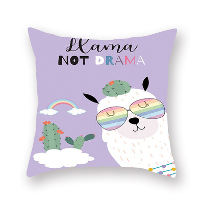 

1pcs Cute Cartoon Alpaca Digital Printing Car Office Peach Skin Pillowcase