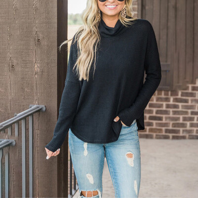 

2019 Plus Size Womens Long Sleeve Solid Fit Blouse Fashion Blouse Top T-shirt