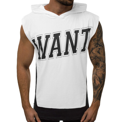 

Toponeto Mens Summer Casual Fashion Hoodie Printing Patchwork Comfortable Vest Tops