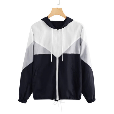 

Roseonmyhand Women Autumn Long Sleeve Thin Skin suits Hooded Zip Stitching Coat