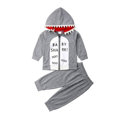 

Baby Infants Kids Long Sleeve Shark Hooded Shirt& Pants Outfits Set Sportswear