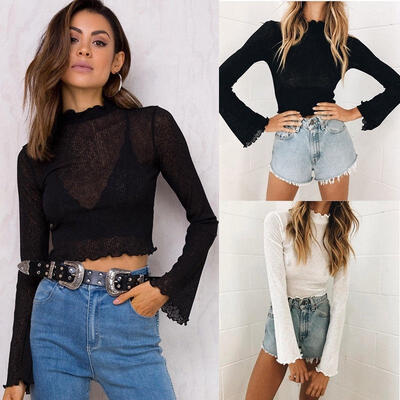

Fashion Women Summer Loose Top Long Sleeve Blouse Ladies Casual Tops T-Shirt