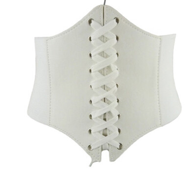 

Women Elastic Buckle Wide Waistband Waist Belt Adjustable Corset PU Leather Belt