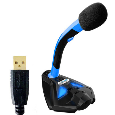 

COOL COLD USB Powered Plug&Play Adjustable Desktop Microphone Mic Stand with Foam Cover LED Light for Computer Laptop PC Mac O