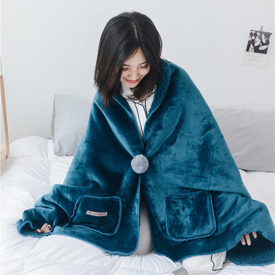 

Gobestart Thickened Plus Velvet Blanket Flannel Lazy Office Sofa Nap Cloak Blanket