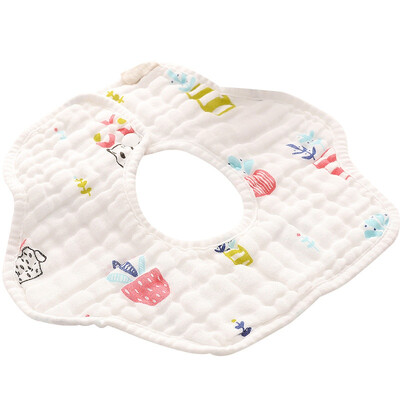 

8-layer Cotton Gauze 360 Degrees Rotating Infant Baby Bibs Print Cotton Saliva Towel Baby Bibs