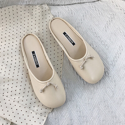 

Super beautiful chic Korea big head shoes cute one pedal flat-bottomed slippers Joker comfort gentle ins lazy shoes