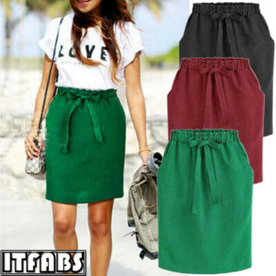 

Summer Women Ladies Mini Skirt Slim Seamless Stretch Tight Short Pencil Skirt US