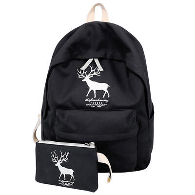 

2pcs Casual Girls Animal Printed Canvas Students School Backpack Clutch Bag