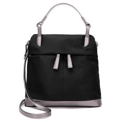 

New Women Nylon Handbag Waterproof Contrast Color Splice Pockets Zipper Large Capacity Casual Shoulder Crossbody Bag