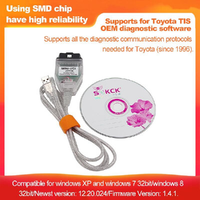

JR Tool for Toyota Mini VCI J2534 for Toyota TIS Techstream Cable Firmware141 Car OBD2 Diangostic Cable