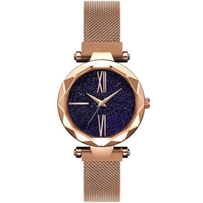 

Women Starry Sky Watch Fashion Magnet Buckle Mesh Band Roman Number Quartz Wristwatch Women Luxury Watches Zegarek Damski