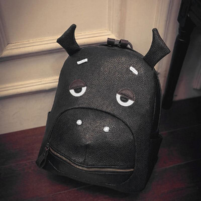 

Fashion Women Backpack Animal Pattern PU Leather Zipper Closure School Travel Shoulder Bags Black1Black2