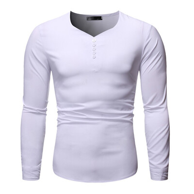 

Toponeto Mens New Style Simple Pure Long Sleeve Top Fashion And Comfortable Blouse