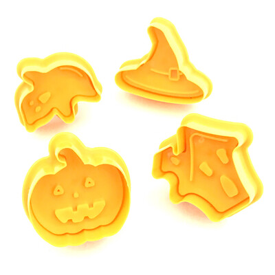 

4PcsSet Fondant Cake Tool Series Cookie Cutter Halloween Pumpkin Plunger Biscuit Mold