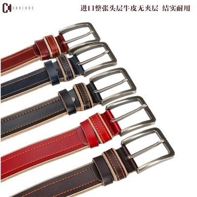 

Leather mens leather pin buckle retro sewing thread casual decoration whole leather without sandwich belt belt male you
