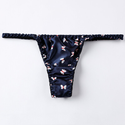 

Women Printed Low Waist Silk Comfy G-string Breathable Panties Sexy Underwear