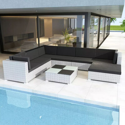 

8 Piece Garden Lounge Set with Cushions Poly Rattan White