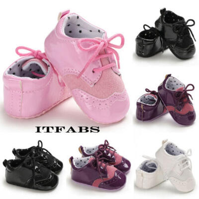 

Newborn Girl Boys Soft Sole Crib Shoes Toddler Sneakers Leather Shoes 0-18M NEW
