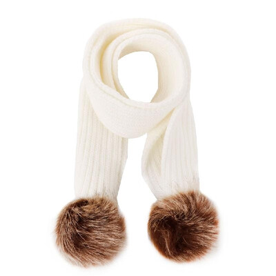 

Winter Warm Knitted Scarf Muffler Ribbed Warm Wool Scarfs Infant Toddler Newborn Baby Scarf with Pom Pom Balls