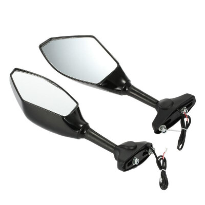 

Pair of Universal Motorcycle Rearview Mirror Motorbike Side View Mirrors with LED Turn Signal Light for Honda Yamaha